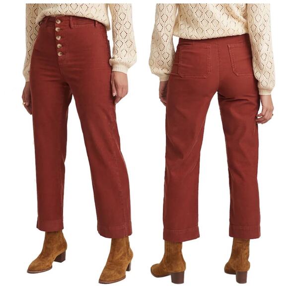 Marine Layer Pants - Marine Layer Women's Bridget Corduroy Wide Leg Cropped Stretch Pant Barn Red 12